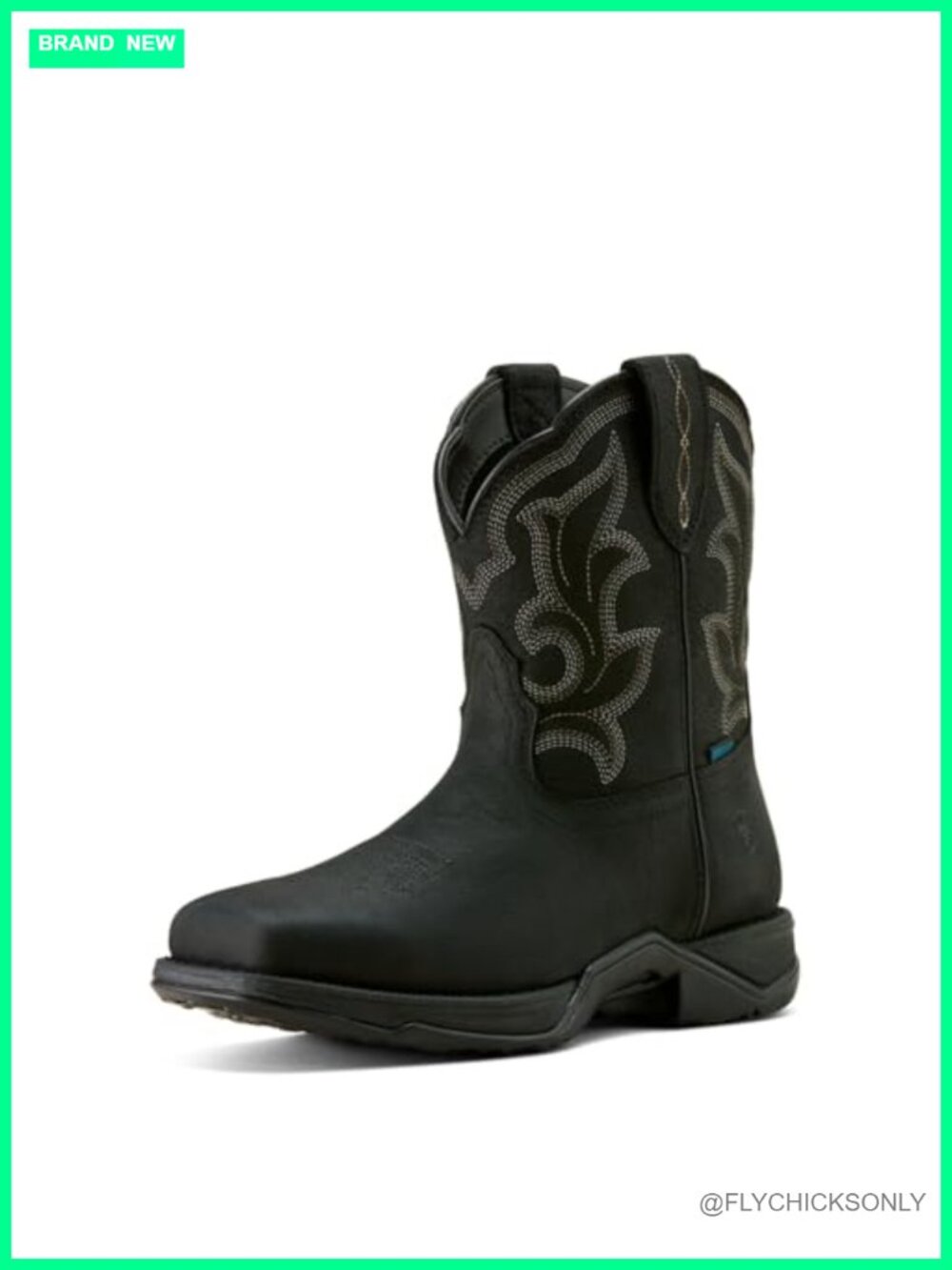 Waterproof Leather Square Toe Western Work Boot Calf High